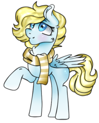 Size: 379x472 | Tagged: safe, artist:waterz-colrxz, oc, oc only, pegasus, pony, clothes, female, mare, raised hoof, scarf, simple background, solo, transparent background