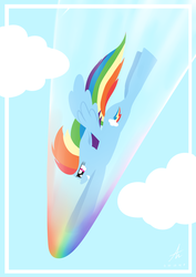 Size: 3507x4960 | Tagged: safe, artist:truffle shine, rainbow dash, g4, absurd resolution, cloud, female, flying, sky, solo