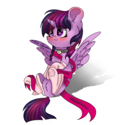 Size: 2048x2048 | Tagged: safe, artist:colorbrush, twilight sparkle, alicorn, pony, g4, bell, bell collar, blushing, clothes, collar, female, heart eyes, high res, ribbon, simple background, smiling, socks, solo, transparent background, twilight sparkle (alicorn), wingding eyes
