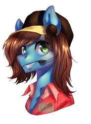 Size: 1000x1359 | Tagged: safe, artist:iponylover, oc, oc only, pony, cap, clothes, earpiece, female, hat, mare, simple background, solo, white background