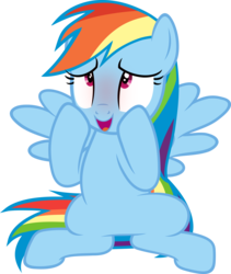 Size: 5058x6000 | Tagged: safe, artist:slb94, rainbow dash, g4, absurd resolution, blushing, female, looking up, open mouth, simple background, sitting, solo, transparent background, vector