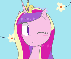 Size: 910x762 | Tagged: safe, artist:chametzkiwi, princess cadance, g4, bust, female, one eye closed, portrait, solo, wink