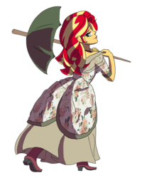 Size: 900x1125 | Tagged: safe, artist:suxt0hax, sunset shimmer, equestria girls, g4, beautiful, clothes, dress, female, simple background, solo, umbrella, white background