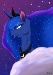 Size: 678x960 | Tagged: safe, artist:totallyadorito, princess luna, pony, g4, cloud, female, night, solo, stars