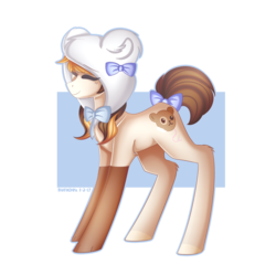 Size: 2000x2000 | Tagged: safe, artist:kurochhi, oc, oc only, oc:ribbonline plush, earth pony, pony, bow, female, hat, high res, mare, solo, tail bow