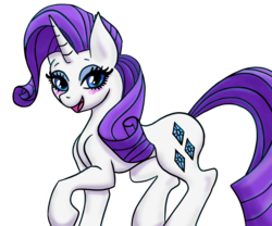 Size: 2054x1712 | Tagged: safe, artist:katkathasahathat, rarity, pony, unicorn, g4, blushing, female, looking at you, mare, open mouth, raised hoof, simple background, solo, transparent background