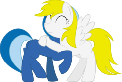 Size: 7447x5008 | Tagged: safe, artist:derphed, oc, oc only, oc:pony cultist, absurd resolution, blank flank, happy, hug, simple background, transparent background
