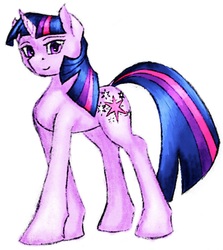 Size: 2120x2372 | Tagged: safe, artist:thatonegib, twilight sparkle, g4, female, high res, looking at you, mixed media, paint tool sai, simple background, solo, white background