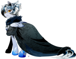 Size: 2546x1976 | Tagged: safe, artist:dormin-dim, oc, oc only, oc:soul silver, pegasus, pony, cape, clothes, looking at you, male, signature, simple background, solo, transparent background, wings