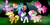 Size: 4000x2000 | Tagged: safe, artist:lynchristina, applejack, fluttershy, pinkie pie, rainbow dash, rarity, twilight sparkle, alicorn, earth pony, pegasus, pony, unicorn, g4, dirty, everfree forest, flying, forest, glowing eyes, hat, hopping, magic, mane six, twilight sparkle (alicorn), walking