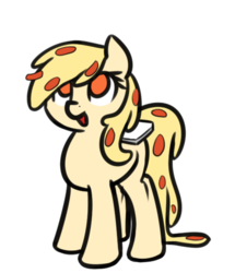 Size: 914x1065 | Tagged: safe, artist:neuro, oc, oc only, food pony, original species, pizza pony, delivery, food, looking up, open mouth, pizza, simple background, solo, transparent background