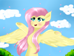 Size: 3000x2250 | Tagged: dead source, safe, artist:php146, fluttershy, pegasus, pony, g4, cute, female, flower petals, high res, open mouth, solo, underhoof