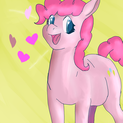 Size: 1500x1500 | Tagged: safe, artist:tacodeltaco, pinkie pie, earth pony, pony, g4, colored pupils, female, heart, heart eyes, looking at you, open mouth, smiling, solo, wingding eyes