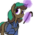 Size: 600x600 | Tagged: safe, artist:thebathwaterhero, oc, oc only, oc:11-54, oc:peppermint, pony, unicorn, 11-54, aura, blank flank, clothes, color, crowbar, cute, female, filly, flak jacket, foal, magic, smiling, solo