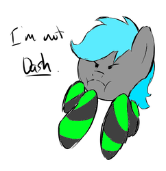 Size: 530x547 | Tagged: safe, artist:cuizhu, oc, oc only, oc:volty, pony, clothes, colored, disembodied arm, disembodied hand, disembodied head, disembodied hoof, game grumps, grumpy, head, pouting, simple background, sketch, socks, solo, striped socks, unhappy, white background