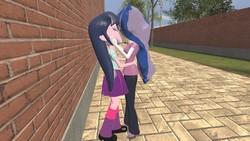 Size: 1360x768 | Tagged: safe, artist:mk513, princess luna, twilight sparkle, vice principal luna, human, equestria girls, g4, 3d, boots, clothes, duo, eyes closed, female, gmod, high heel boots, kiss on the lips, kissing, lesbian, ship:twiluna, shipping, shoes