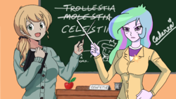 Size: 1280x720 | Tagged: safe, artist:leone di cielo, edit, princess celestia, principal celestia, equestria girls, g4, ellen baker, equestria girls-ified