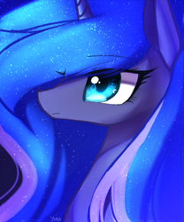 Size: 600x720 | Tagged: dead source, safe, artist:yunajee, princess luna, alicorn, pony, g4, bust, cute, female, lunabetes, mare, portrait, profile, solo