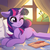 Size: 3000x3000 | Tagged: safe, artist:fensu-san, twilight sparkle, pony, unicorn, g4, bed, bedroom, book, explicit source, female, floppy ears, high res, morning ponies, one eye closed, pillow, prone, sleepy, solo, unicorn twilight