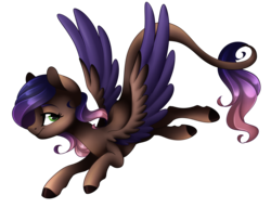 Size: 2988x2297 | Tagged: safe, artist:scarlet-spectrum, oc, oc only, oc:evening howler, pegasus, pony, female, flying, gift art, high res, long tail, looking at you, mare, simple background, smiling, solo, transparent background