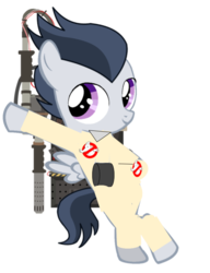 Size: 540x703 | Tagged: safe, artist:jawsandgumballfan24, rumble, pony, g4, bipedal, clothes, cosplay, costume, cute, ghostbusters, male, proton pack, simple background, solo, transparent background, vector