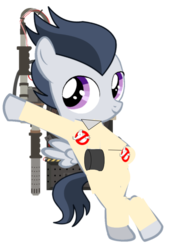 Size: 540x703 | Tagged: safe, artist:jawsandgumballfan24, rumble, pegasus, pony, g4, bipedal, clothes, colt, cosplay, costume, cute, foal, ghostbusters, male, proton pack, simple background, solo, transparent background, vector