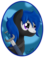 Size: 1500x2000 | Tagged: safe, artist:cloudy95, oc, oc only, oc:shadow blade, earth pony, pony, male, solo, stallion, sword, weapon