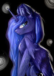 Size: 2507x3541 | Tagged: safe, artist:lostmoun, princess luna, alicorn, pony, g4, female, high res, mare, sitting, solo