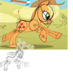 Size: 800x800 | Tagged: safe, applejack, earth pony, pony, g4, anatomy, female, running, sketch, solo, tutorial