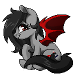 Size: 150x150 | Tagged: safe, artist:scarlet-spectrum, oc, oc only, oc:scarlet spectrum, bat pony, pony, animated, blinking, cute, female, gif, looking at you, mare, pixel art, simple background, smiling, solo, transparent background