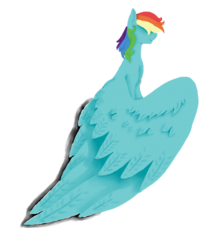 Size: 512x576 | Tagged: safe, artist:aliceandamy, rainbow dash, pony, g4, female, hair over eyes, impossibly large wings, large wings, simple background, solo, transparent background, wings