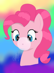 Size: 3340x4528 | Tagged: safe, artist:purplestar01, pinkie pie, earth pony, pony, g4, bubblegum, female, food, gum, high res, solo