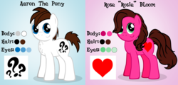 Size: 1024x493 | Tagged: safe, artist:aarondrawsarts, oc, oc only, oc:brain teaser, oc:rose bloom, reference sheet