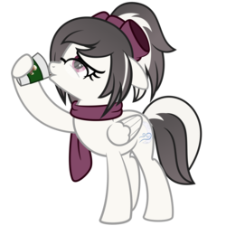 Size: 6667x6667 | Tagged: safe, artist:besttubahorse, oc, oc only, oc:wintertide, pegasus, pony, absurd resolution, bow, clothes, coffee cup, cup, drinking, glasses, scarf, simple background, solo, transparent background, vector
