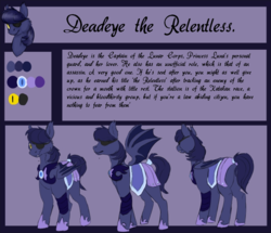 Size: 627x540 | Tagged: artist needed, safe, oc, oc only, oc:deadeye, pony, armor, katakan, reference sheet, solo