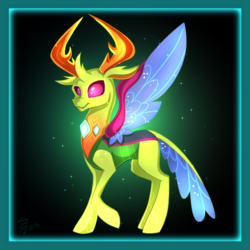 Size: 1100x1100 | Tagged: safe, artist:derpsonhooves, thorax, changedling, changeling, g4, to where and back again, duckery in the source, king thorax, male, solo, spread wings