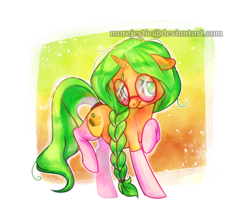 Size: 1679x1485 | Tagged: safe, artist:marejestic, oc, oc only, oc:honey nevaeh, pony, unicorn, adorkable, blushing, clothes, cute, dork, female, glasses, mare, meganekko, ocbetes, raised hoof, request, shy, socks, solo, stockings, thigh highs