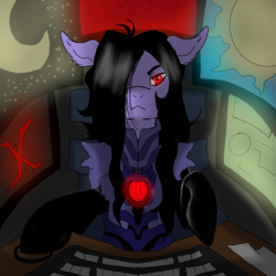 Size: 2830x2830 | Tagged: safe, artist:brainiac, oc, oc only, oc:brainiac, pony, computers, doodle, high res, keyboard, male, mech suit, monitors, solo, stallion