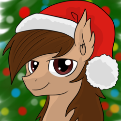 Size: 1500x1500 | Tagged: safe, artist:dudey64, oc, oc only, oc:ecru tether, bat pony, pony, christmas, festive, looking at you, male, smiling, solo, stallion