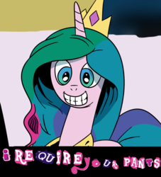 Size: 1024x1127 | Tagged: safe, artist:andy price, idw, princess celestia, princess luna, pony, friendship is magic #17, g4, my little pony: friendship is magic (idw), clothes, expand dong, exploitable meme, faic, female, meme, missing ear, no ears, pants, pinklestia, pinkluna, rapeface, seems legit, solo