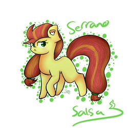 Size: 512x512 | Tagged: safe, artist:speedyblossom2005, oc, oc only, oc:serrano salso, earth pony, pony, chibi, female, mare, simple background, solo, white background