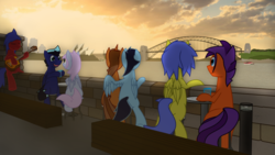 Size: 1024x576 | Tagged: safe, artist:carson marain, oc, oc only, australia, bau, bronies australia, guitar, musical instrument, sydney