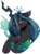 Size: 568x777 | Tagged: safe, artist:bingk, queen chrysalis, changeling, changeling queen, g4, bust, crown, female, jewelry, lidded eyes, open mouth, portrait, regalia, simple background, solo, transparent background