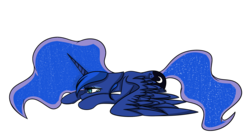 Size: 1800x1000 | Tagged: safe, artist:crystalrainbow49, princess luna, pony, g4, crying, female, missing accessory, prone, sad, simple background, solo, transparent background
