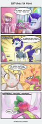 Size: 500x1475 | Tagged: safe, artist:lumineko, derpy hooves, rarity, spike, dragon, pony, g4, 4koma, adorasexy, backless, blood, blushing, book, butt, buttcrack, carousel boutique, clothes, comic, cute, dialogue, dock, drool, faint, food, male, muffin, nosebleed, open mouth, open-back sweater, open-chest sweater, plot, plotcrack, question mark, rearity, sexy, ship:sparity, shipping, sleeveless sweater, smiling, straight, sweater, trio, virgin killer sweater