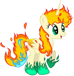 Size: 3024x3080 | Tagged: safe, artist:marble-soda, oc, oc only, alicorn, pony, high res, mane of fire, raised hoof, simple background, solo, white background