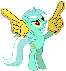 Size: 7000x7557 | Tagged: safe, artist:marble-soda, lyra heartstrings, pony, g4, absurd resolution, bipedal, female, foam finger, grin, simple background, smiling, solo, transparent background, vector