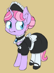 Size: 668x900 | Tagged: safe, artist:tehflah, oc, oc only, pony, unicorn, clothes, maid, shoes, socks, solo, stockings, thigh highs