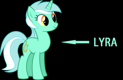 Size: 1564x1018 | Tagged: safe, lyra heartstrings, pony, unicorn, g4, black background, captain obvious, caption arrow, cute, female, lyrabetes, simple background, smiling, solo, standing, text, truth