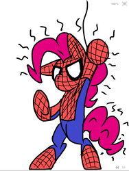 Size: 768x1024 | Tagged: safe, artist:ashleybances, pinkie pie, earth pony, pony, g4, bipedal, clothes, cosplay, costume, female, male, simple background, solo, spider-man, white background